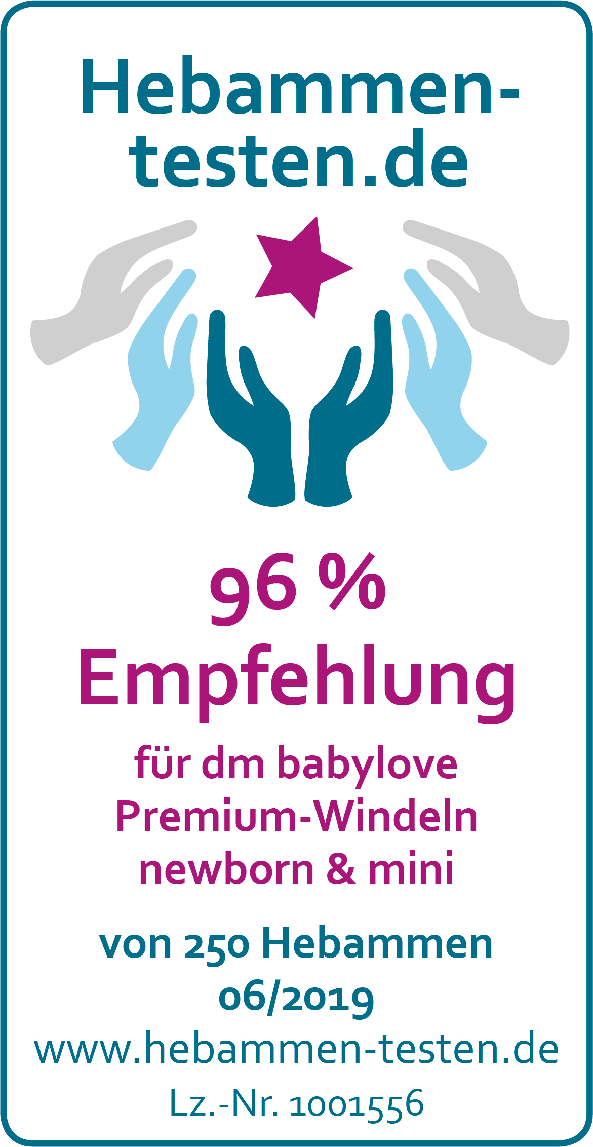 Premium-Windeln newborn & mini Siegel 2019