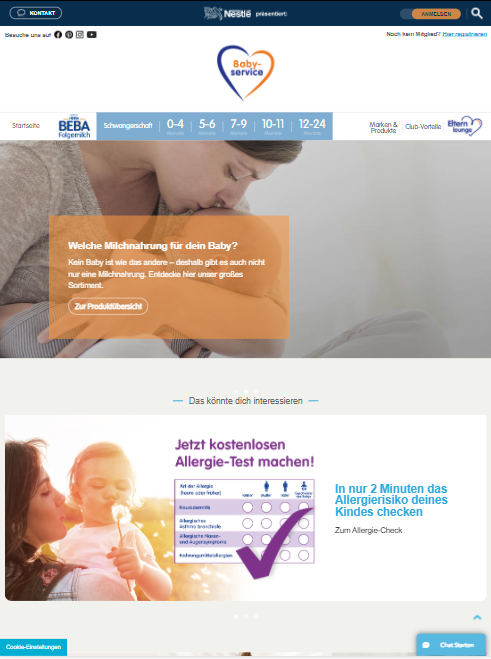 Babyservice Startseite Screenshot