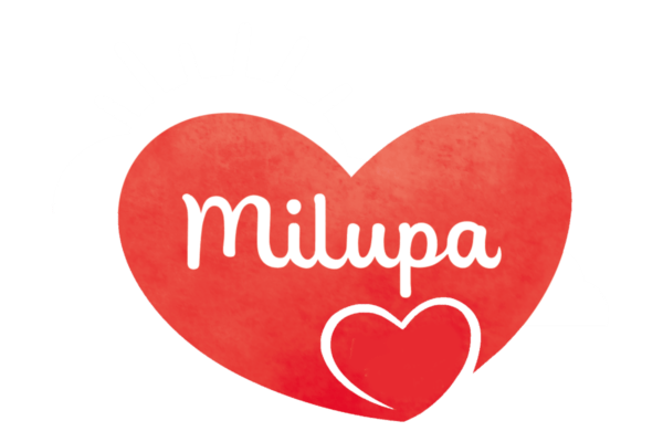 Milupa Logo rotes Herz und weiße Sonne