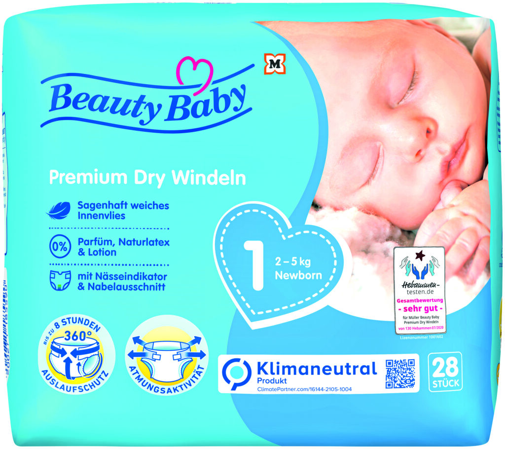 Müller BeautyBaby Windeln Newborn Größe 1 2022 Produktbild