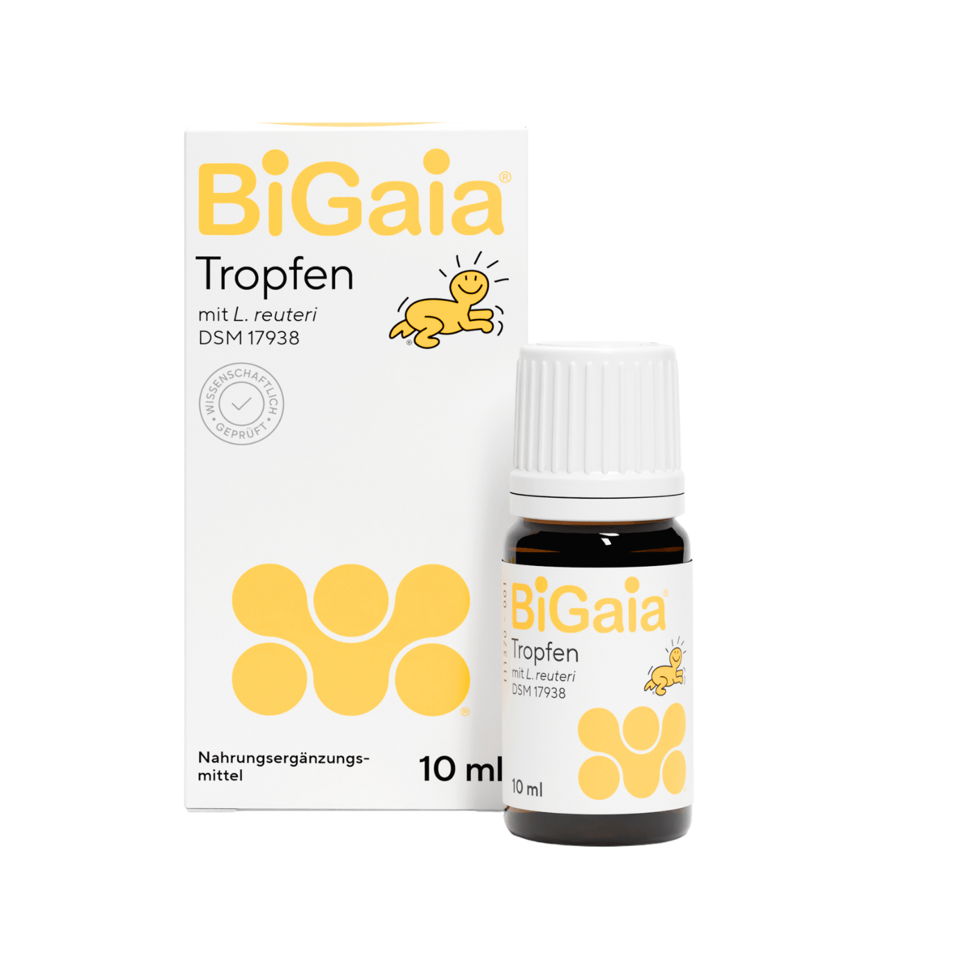 BiGaia Produkt Freisteller Tropfen und Packung