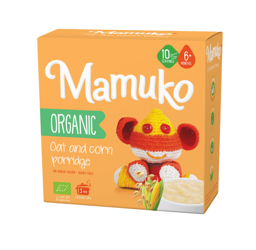 Bio Mamuka Verpackung Hafer Mais Brei von vorne